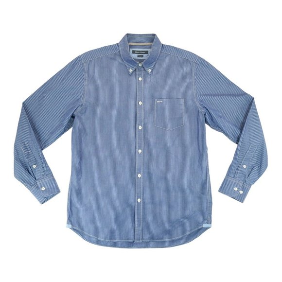 Marc O'Polo Men's Button Up Slim Fit Dress Shirt Long Sleeve Striped‎ Sz L 41/42 - Picture 1 of 5